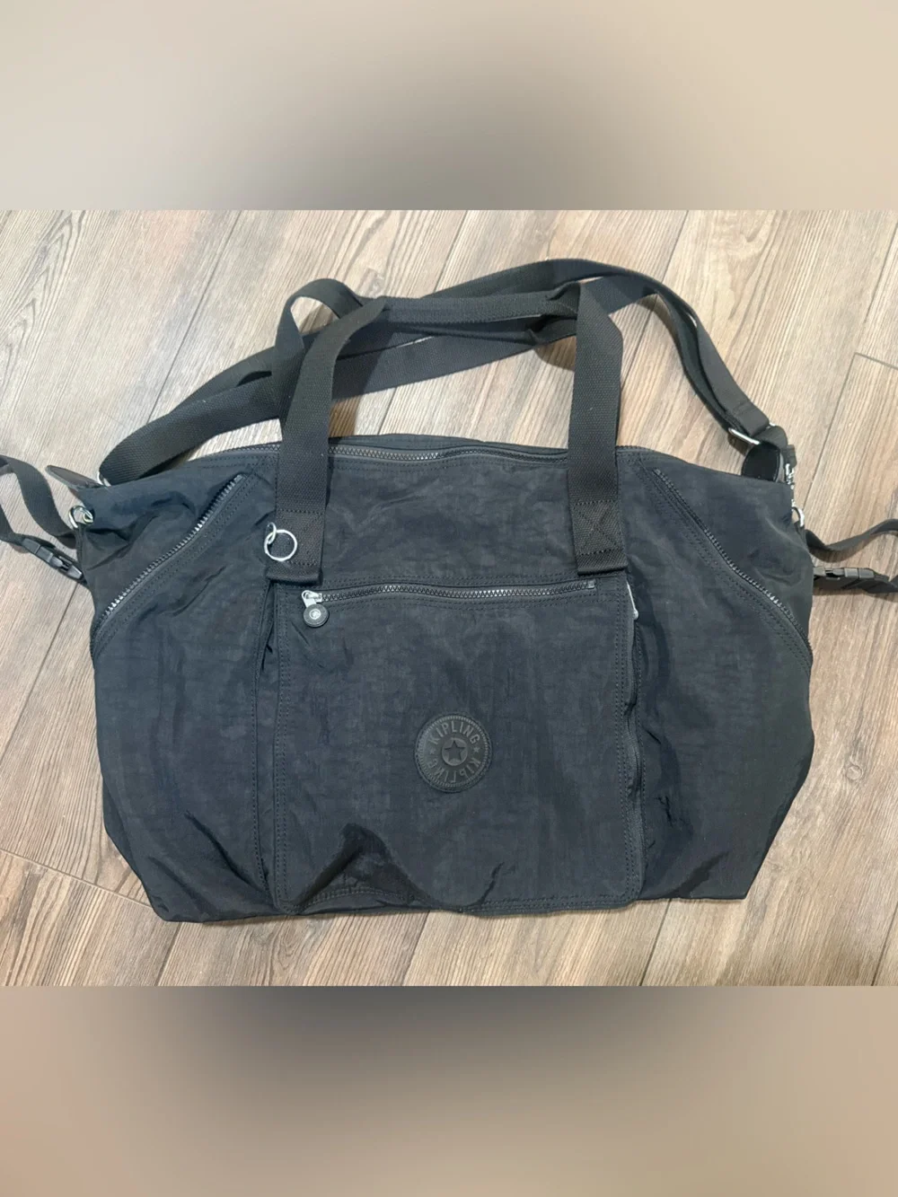 Kipling Diaper Bag Black Noir Large Travel Tote Changing Pad EUC